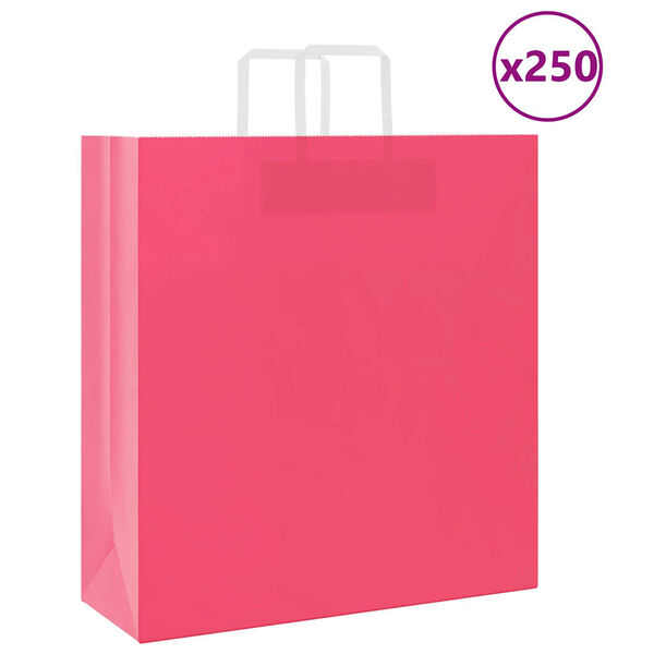 vidaXL Bolsas de papel con asas 250 uds rosa 45x17x48 cm