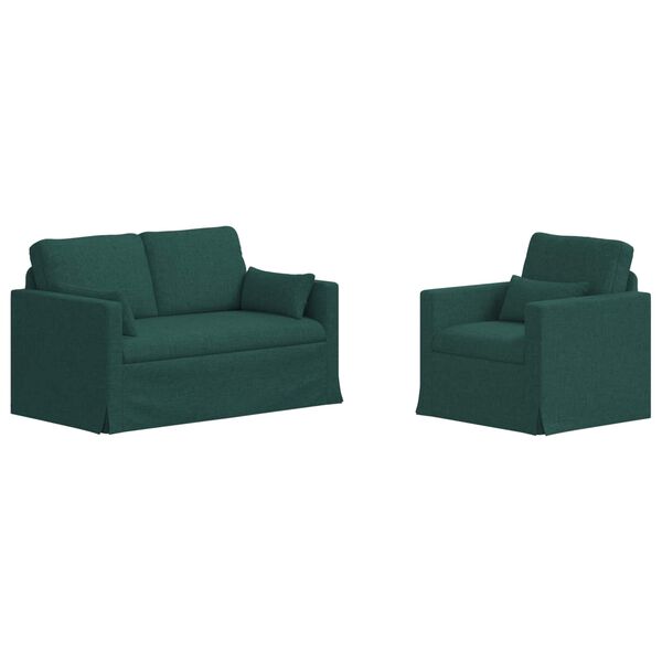 vidaXL Juego de Sof&aacute; 2 pcs Verde oscuro 139 x 78 x 80 cm tela