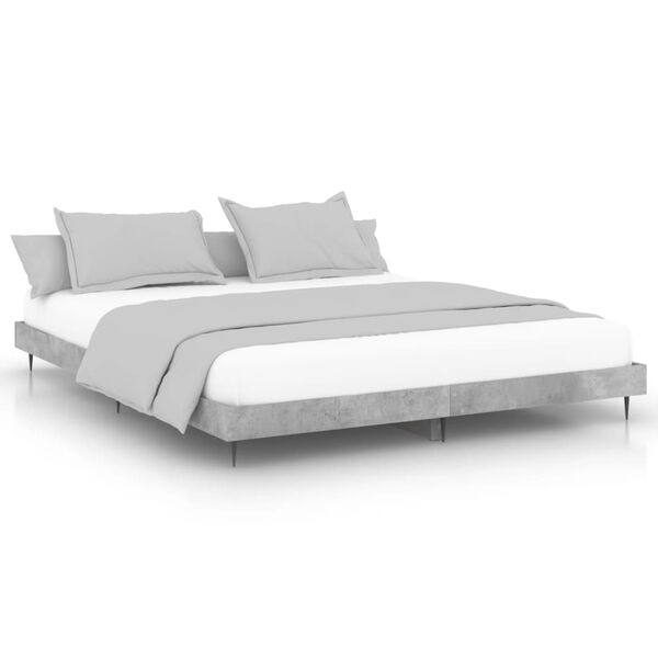 vidaXL Estructura de cama madera de ingeniería gris hormigón 140x200cm
