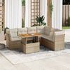 vidaXL Set sof&aacute;s de jard&iacute;n 7 piezas y cojines rat&aacute;n sint&eacute;tico beige