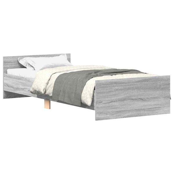 vidaXL Estructura de cama madera de ingenier&iacute;a Sonoma gris 75x190 cm