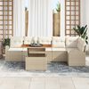vidaXL Conjunto de sof&aacute; de jard&iacute;n 7 pcs Beige Polirat&aacute;n