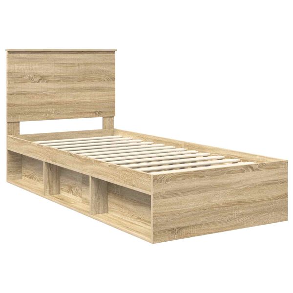 vidaXL Estructura de cama con cabecera Roble Sonoma 90 x 190 cm