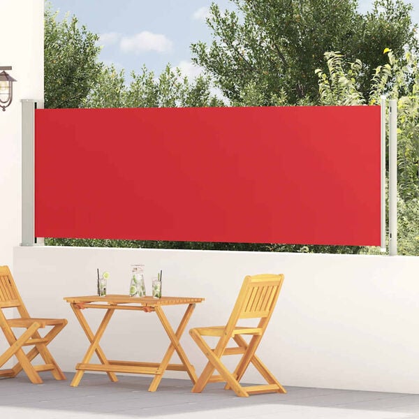 vidaXL Toldo lateral retr&aacute;ctil de jard&iacute;n rojo 117x600 cm