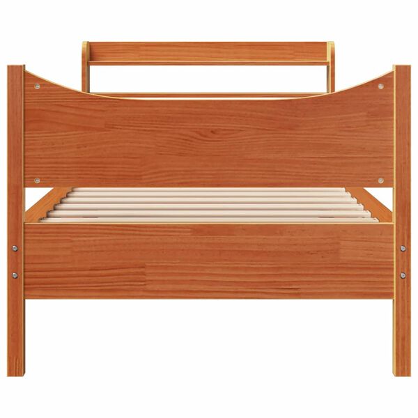 vidaXL Estructura cama con cabecero madera pino marr&oacute;n cera 90x190 cm