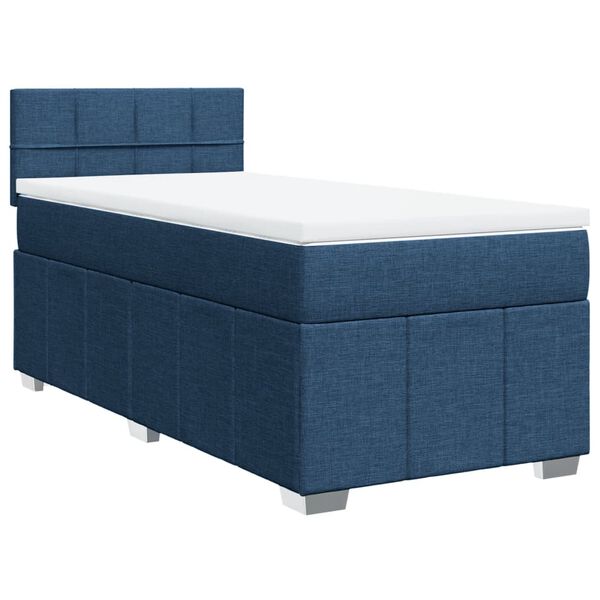 vidaXL Cama box spring con colch&oacute;n tela azul 90x200 cm