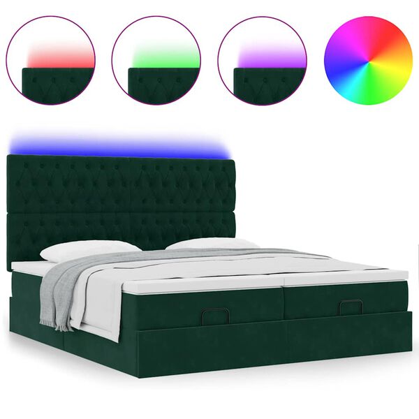 vidaXL Estructura de cama otomana colchones terciopelo verde oscuro