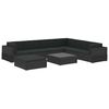 vidaXL Set muebles de jard&iacute;n 8 piezas y cojines rat&aacute;n sint&eacute;tico negro