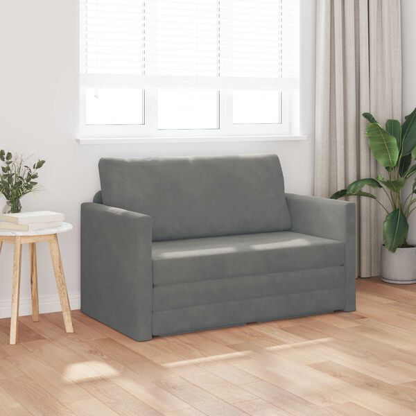 vidaXL Sof&aacute; cama 110cm Gris oscuro Terciopelo
