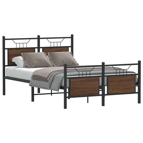 vidaXL Estructura de cama sin colch&oacute;n madera marr&oacute;n roble 120x190 cm