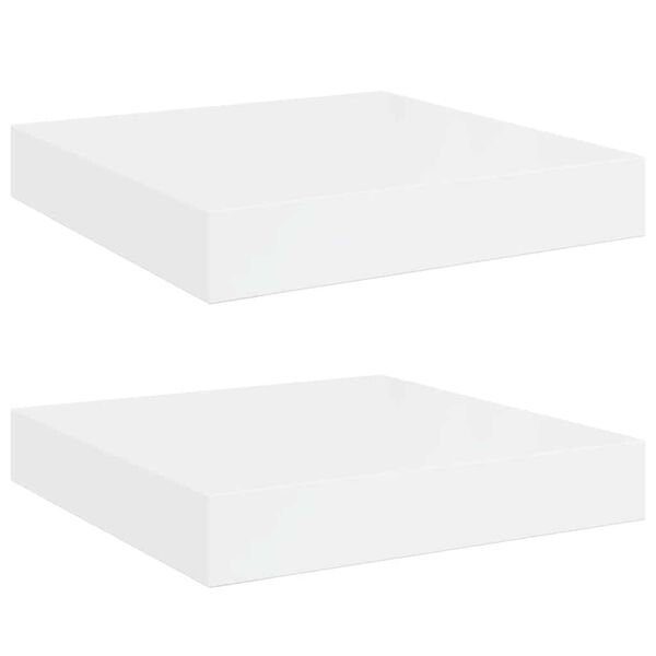 vidaXL Estante flotante de pared 2 uds MDF blanco brillo 23x23,5x3,8cm