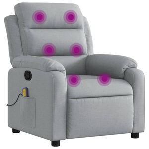vidaXL Sill&oacute;n reclinable de masaje con tela gris claro