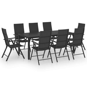 vidaXL Juego de comedor para jard&iacute;n 9 piezas negro