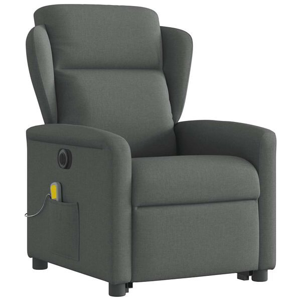 vidaXL Sill&oacute;n de masaje el&eacute;ctrico reclinable elevable tela gris oscuro