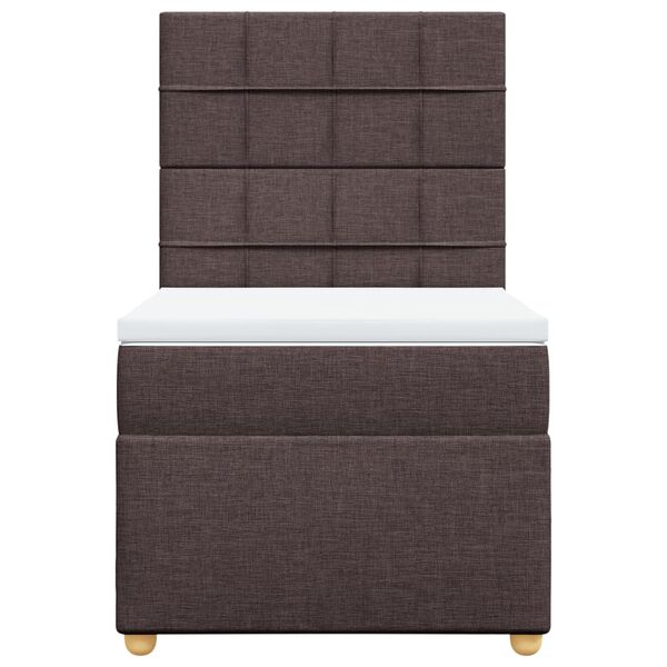 vidaXL Cama box spring con colch&oacute;n tela marr&oacute;n oscuro 90x190 cm