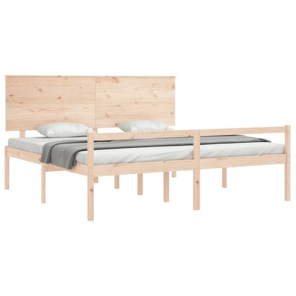 vidaXL Cama para personas mayores con cabecero madera maciza 200x200cm