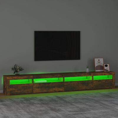 vidaXL Mueble de TV con luces LED roble ahumado 270x35x40 cm