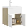 vidaXL Mueble con lavabo aglomerado blanco y roble Sonoma