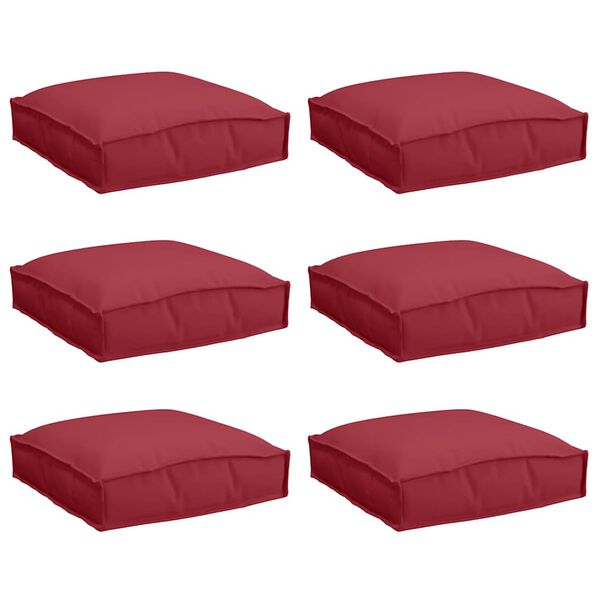 vidaXL Coj&iacute;n 6 pcs Rojo vino 40 x 40 x 8 cm Tela Oxford
