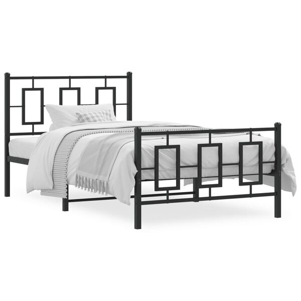 vidaXL Estructura cama sin colchón con estribo metal negro 100x190 cm