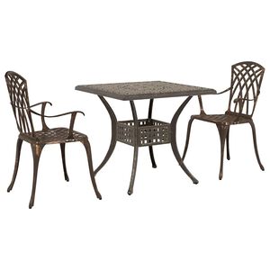 vidaXL Conjunto de mesa de jard&iacute;n 3 pcs Bronce Aluminio fundido
