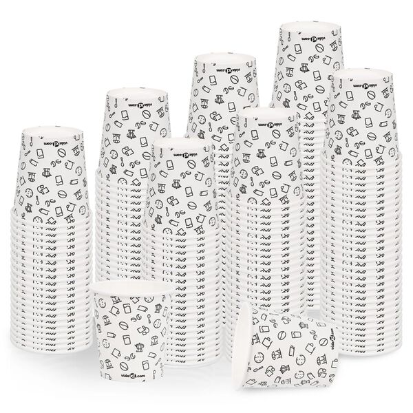 vidaXL Vasos de papel para caf&eacute; 250 uds blanco y negro 200 ml