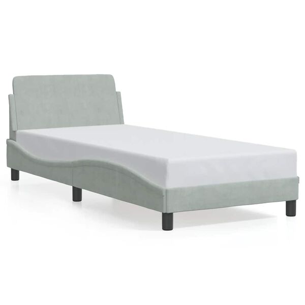 vidaXL Estructura de cama Dover terciopelo gris claro 90x200 cm