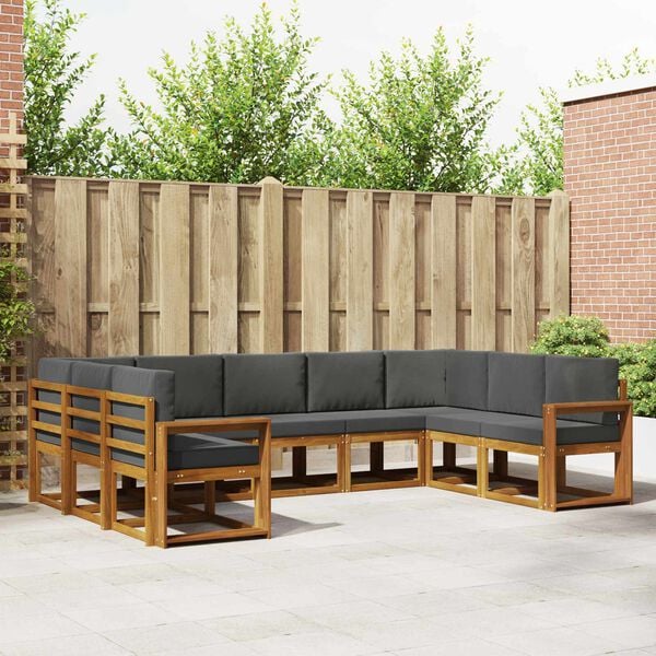 vidaXL Conjunto de sof&aacute;s de exterior 9 pcs Natural y Antracita