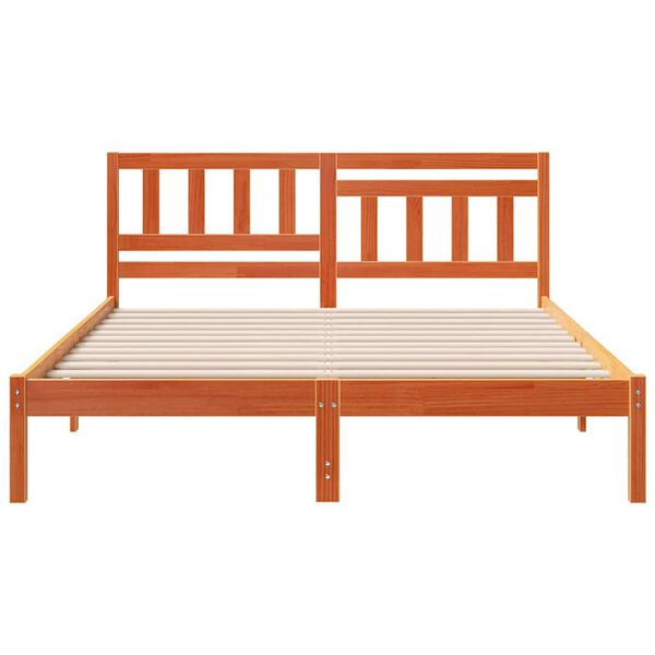 vidaXL Estructura de cama con cabecera Marr&oacute;n cera 160 x 200 cm
