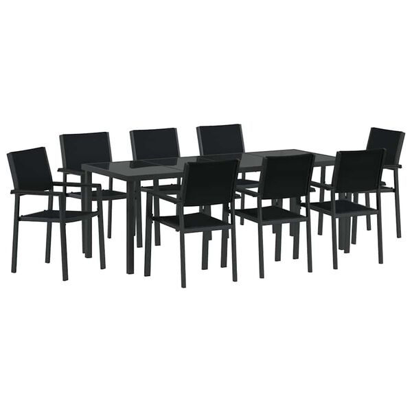 vidaXL Conjunto de Comedor de Jard&iacute;n 9 pcs Negro
