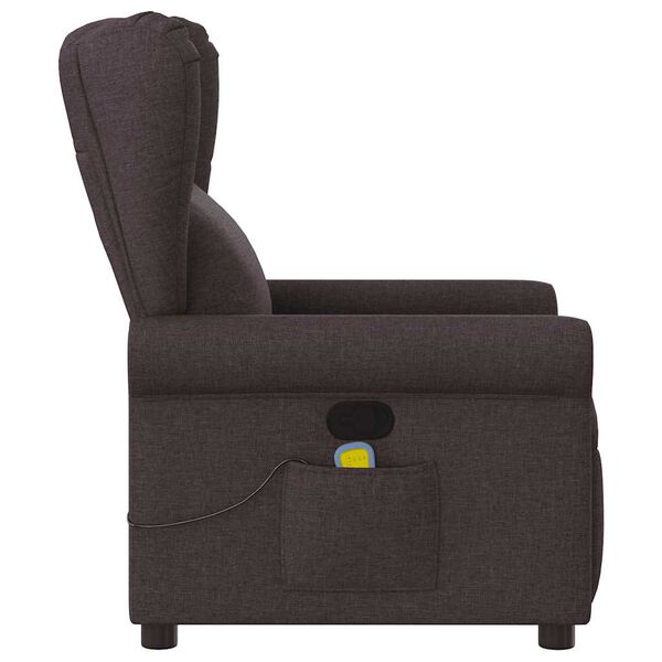 vidaXL Sillón de masaje reclinable de tela marrón oscuro