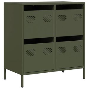 vidaXL Aparador de acero laminado en fr&iacute;o verde oliva 68x39x73,5 cm