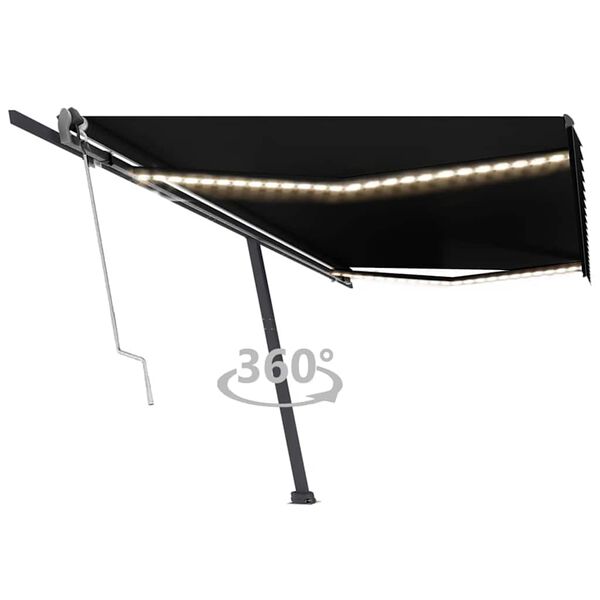 vidaXL Toldo autom&aacute;tico LED sensor de viento gris antracita 500x300 cm