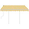 vidaXL Toldo manual retr&aacute;ctil con postes amarillo y blanco 3,5x2,5 m