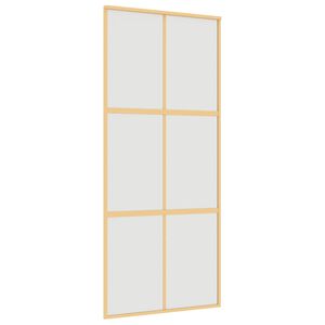 vidaXL Puerta corredera dorada vidrio ESG esmerilado aluminio 90x205cm