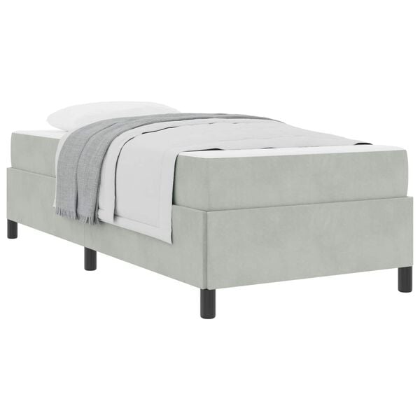 vidaXL Estructura de cama con colch&oacute;n Gris Claro 90 x 200 cm tela