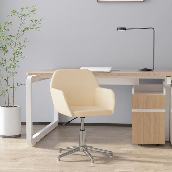vidaXL Silla de oficina giratoria tela color crema