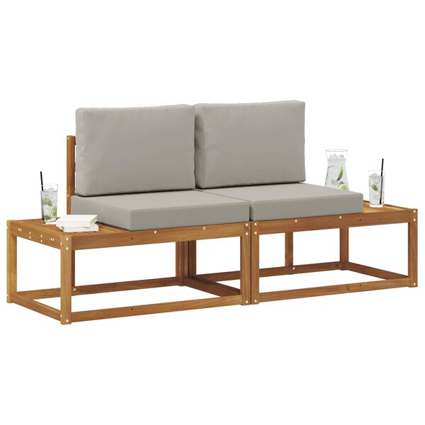 vidaXL Sof&aacute; de esquina exterior con coj&iacute;n 2 Pieza Gris Natural y Claro