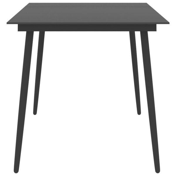 vidaXL Mesa de comedor para jard&iacute;n acero y vidrio negro 150x90x74 cm