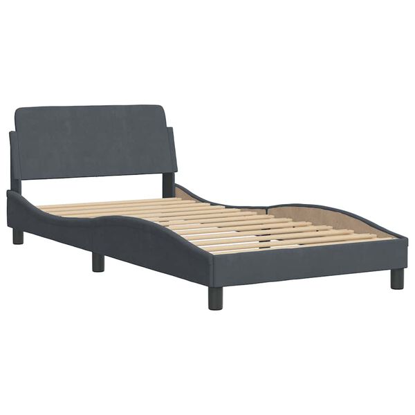 vidaXL Estructura de cama sin colch&oacute;n Hanko terciopelo gris oscuro 100x200cm
