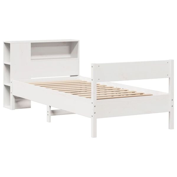 vidaXL Cama con estanter&iacute;a sin colch&oacute;n madera maciza de pino 90x190 cm