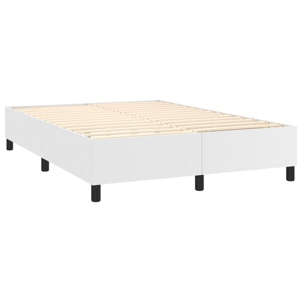 vidaXL Cama box spring con colch&oacute;n cuero sint&eacute;tico blanco 140x200cm