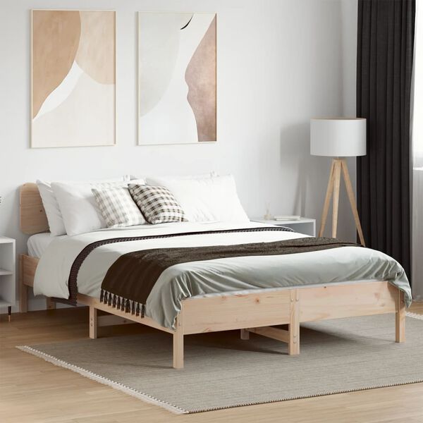 vidaXL Estructura de cama sin colch&oacute;n madera maciza de pino 120x190 cm