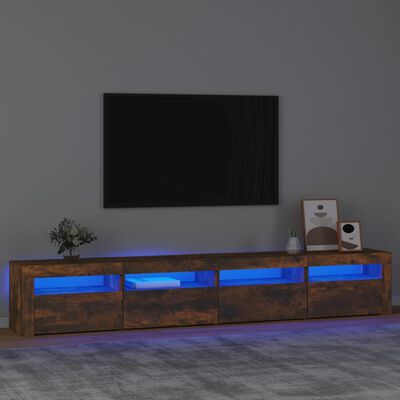 vidaXL Mueble de TV con luces LED color roble ahumado 240x35x40 cm