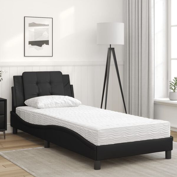 vidaXL Estructura de cama sin colchón Zadar cuero sintético negro 90x190 cm