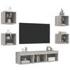 vidaXL Muebles TV pared con LED 7 pzas madera ingeniería gris Sonoma