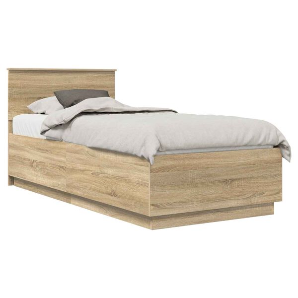 vidaXL Estructura de cama con cabecera Roble Sonoma 90 x 190 cm