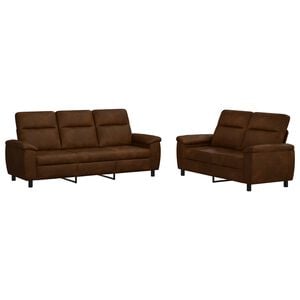 vidaXL Juego de Sof&aacute; 2 pcs Marr&oacute;n Cuero de Suede Sint&eacute;tico