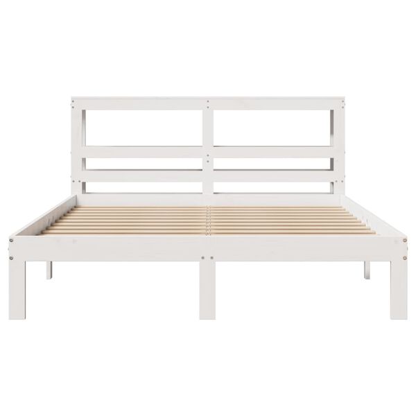 vidaXL Estructura de cama con cabecero madera de pino blanco 150x200cm