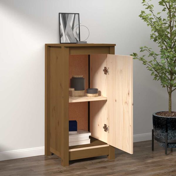 vidaXL Aparador de madera maciza de pino marr&oacute;n miel 39x35x80 cm